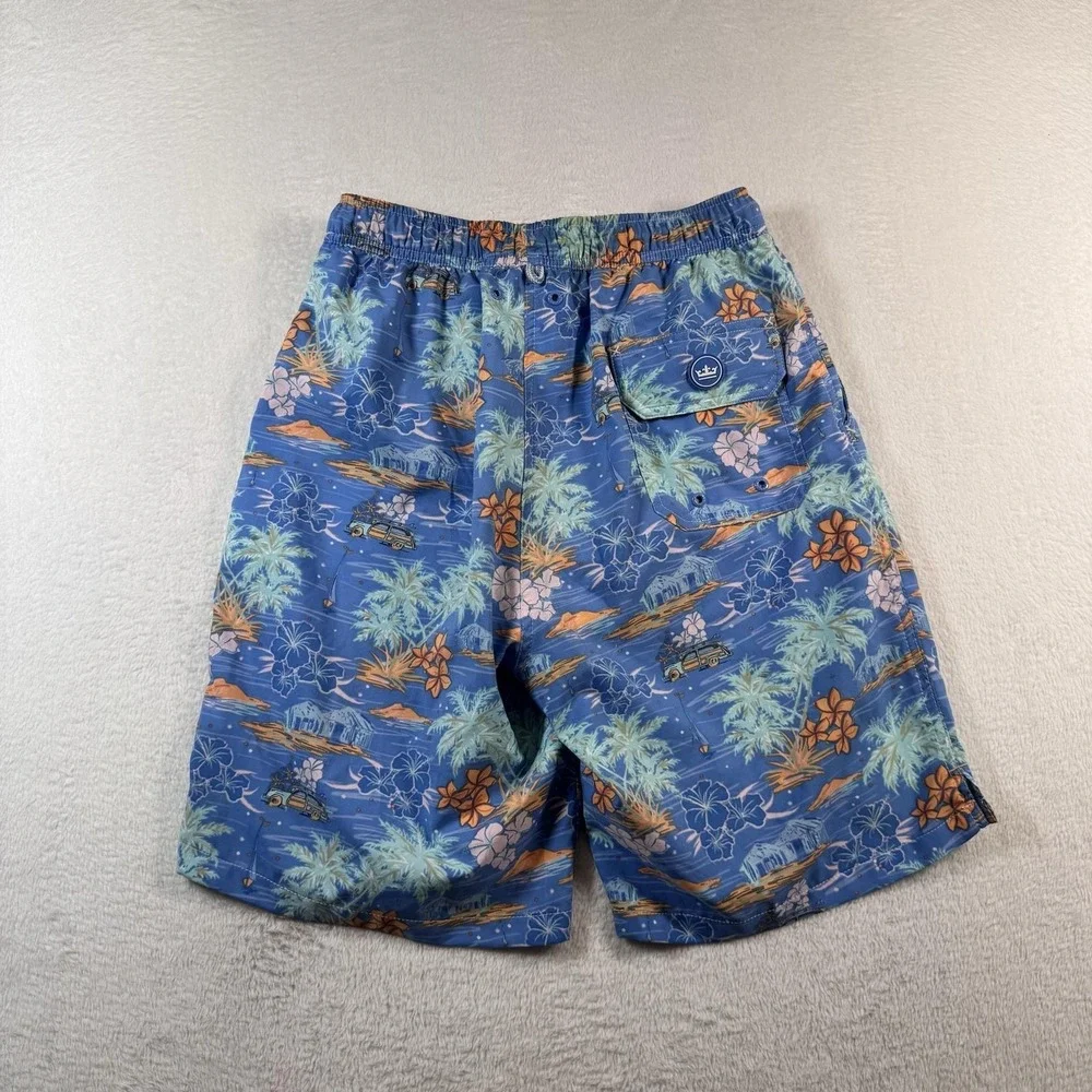 Peter Millar Swim Trunks Shorts Mens Small Blue Hawaiian Floral Lined Drawstring